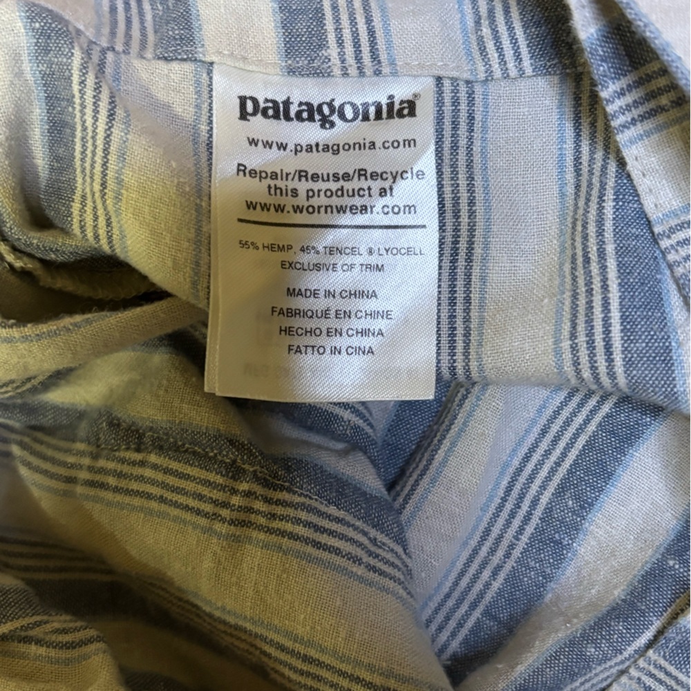 Patagonia Striped Tie Front Hemp Blend Shorts | Size Small - Picture 7 of 10
